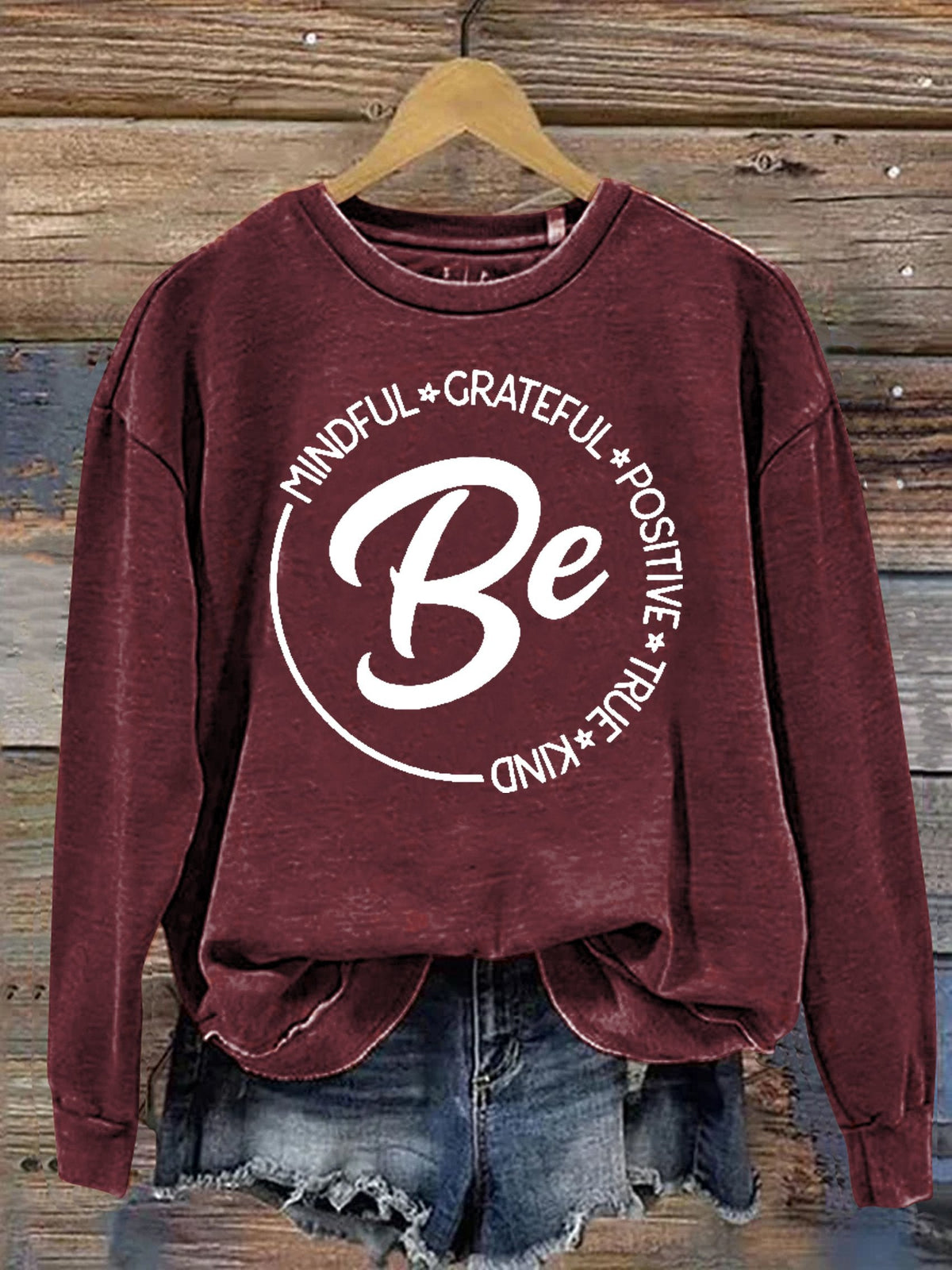 Be Kind Mindful Grateful Positive True Print Casual Sweatshirt