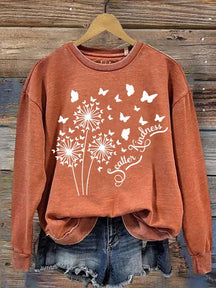 Scatter Kindness Art Pattern Print Casual Sweatshirt