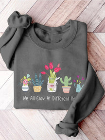 We All Grow At Different Rates Special Education Teacher Kindergarten Elementary Floral Print Casual Sweatshirt