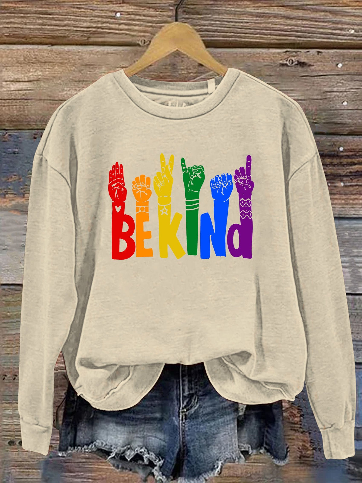 Be Kind Sign Language Kindness Pride Print Casual Sweatshirt