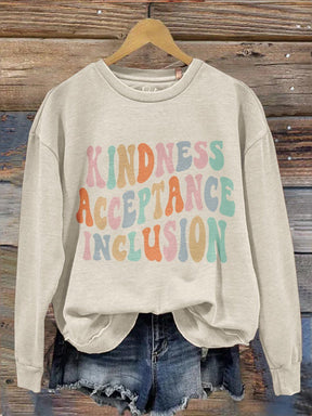 Women's Kindness Teacher Print Casual Long Sleeve Sweatshirt