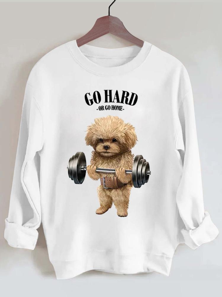 Go hard or go home Poodle dog Vintage Gym Sweatshirt