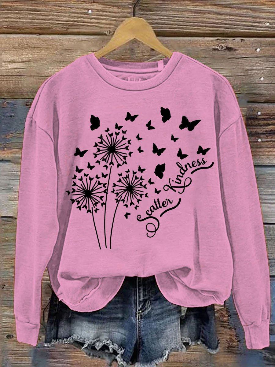 Scatter Kindness Art Pattern Print Casual Sweatshirt