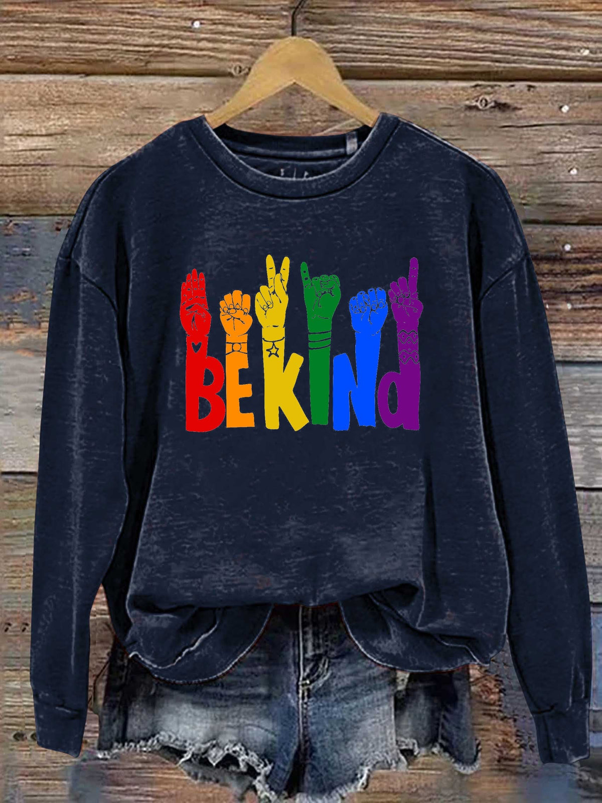 Be Kind Sign Language Kindness Pride Print Casual Sweatshirt