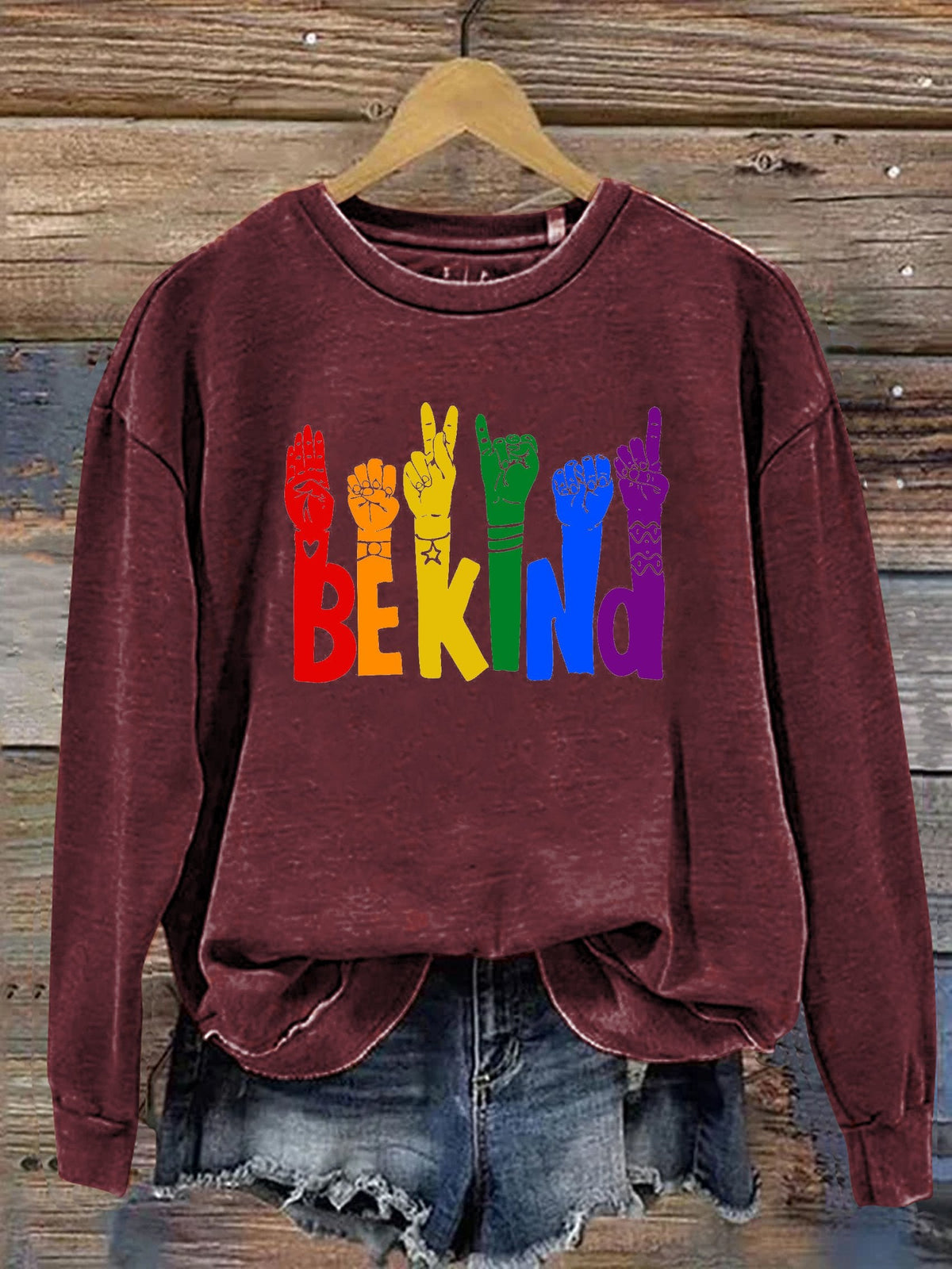 Be Kind Sign Language Kindness Pride Print Casual Sweatshirt