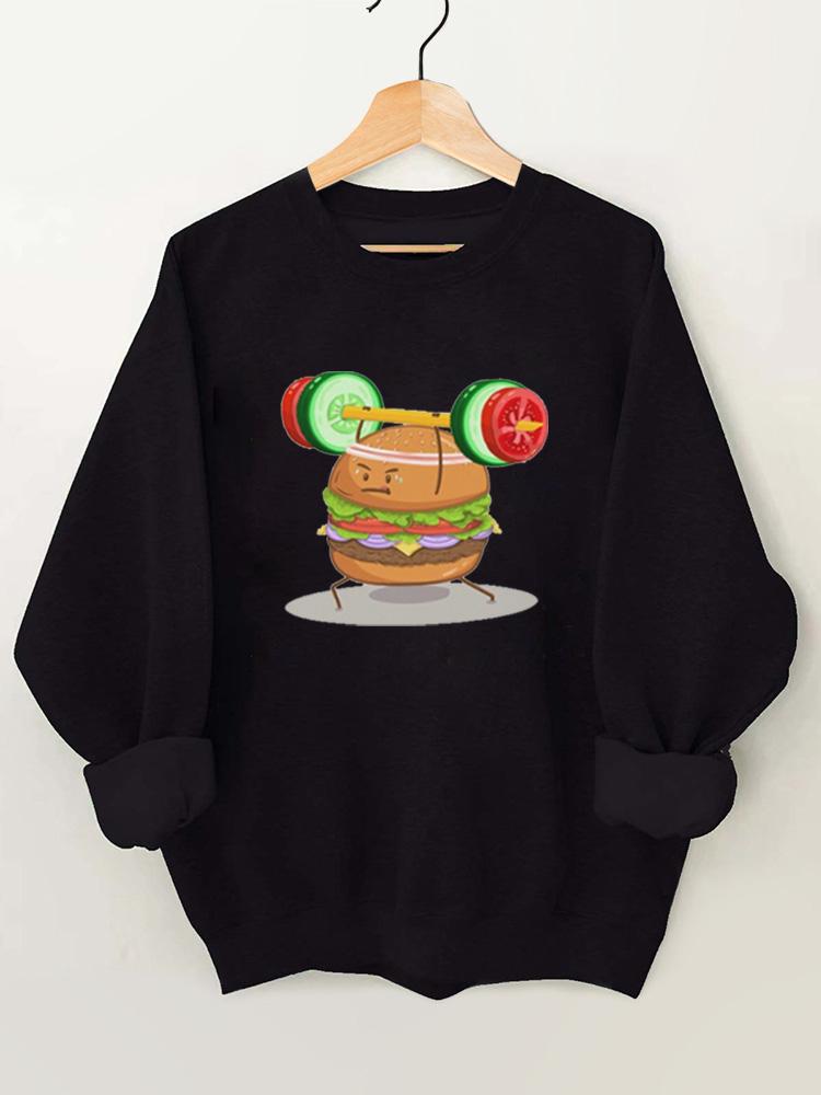 Weighlifting Burger Vintage Gym Sweatshirt