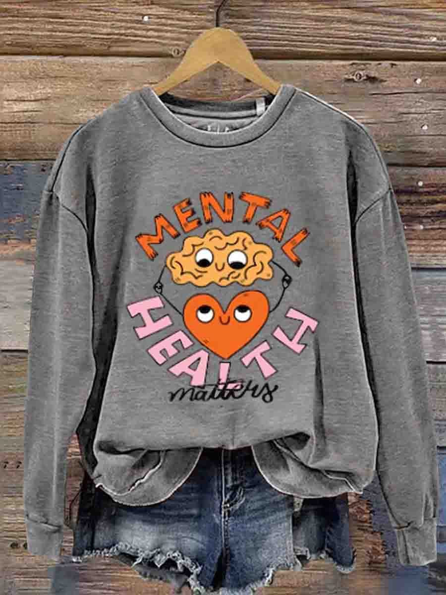 Mental Health Inspirational Depression Awareness Crew Neck Casual Printed Sweatshirt