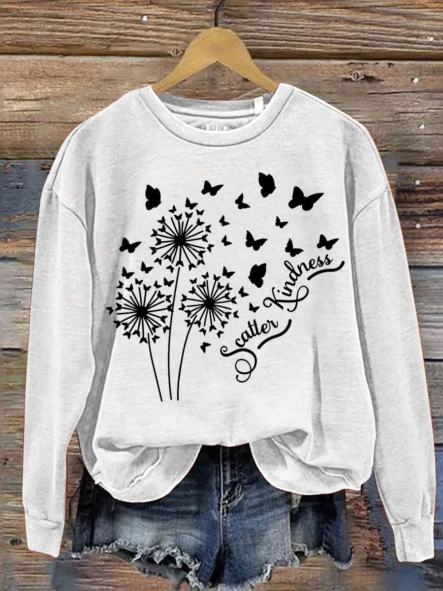 Scatter Kindness Art Pattern Print Casual Sweatshirt