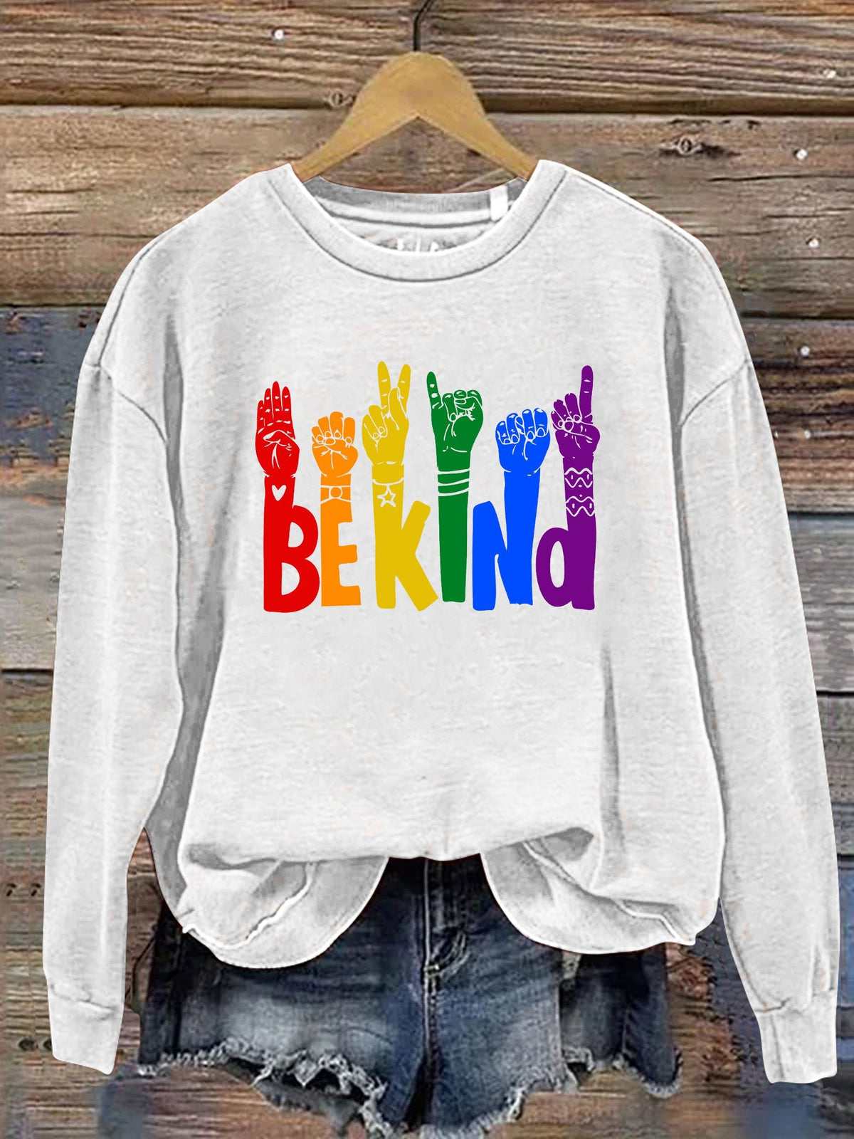 Be Kind Sign Language Kindness Pride Print Casual Sweatshirt