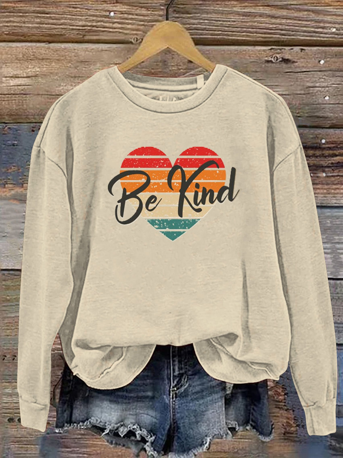 Be Kind Love Kindness Pride Rainbow Print Casual Sweatshirt