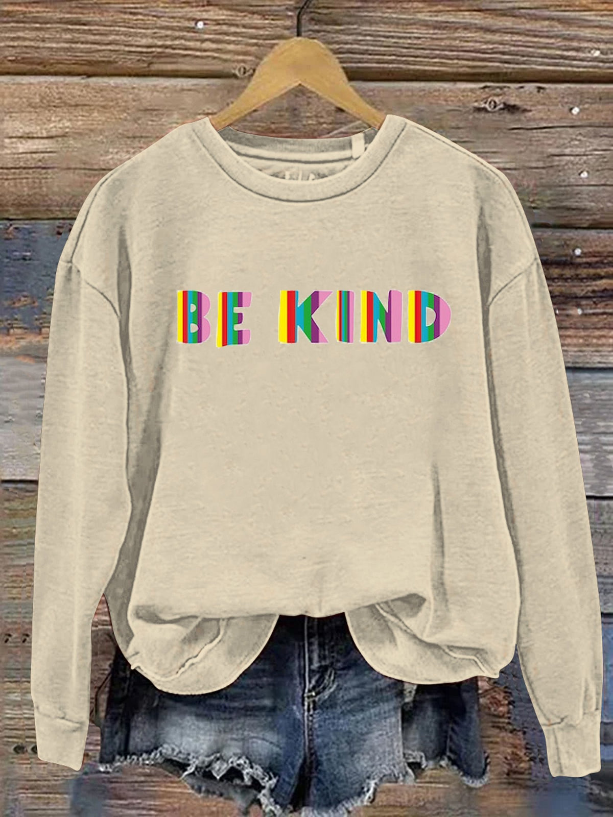 Be Kind Kindness Pride Rainbow Love Gradient Print Casual Sweatshirt