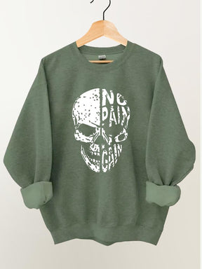 Skeleton No Pain No Gain Vintage Gym Sweatshirt