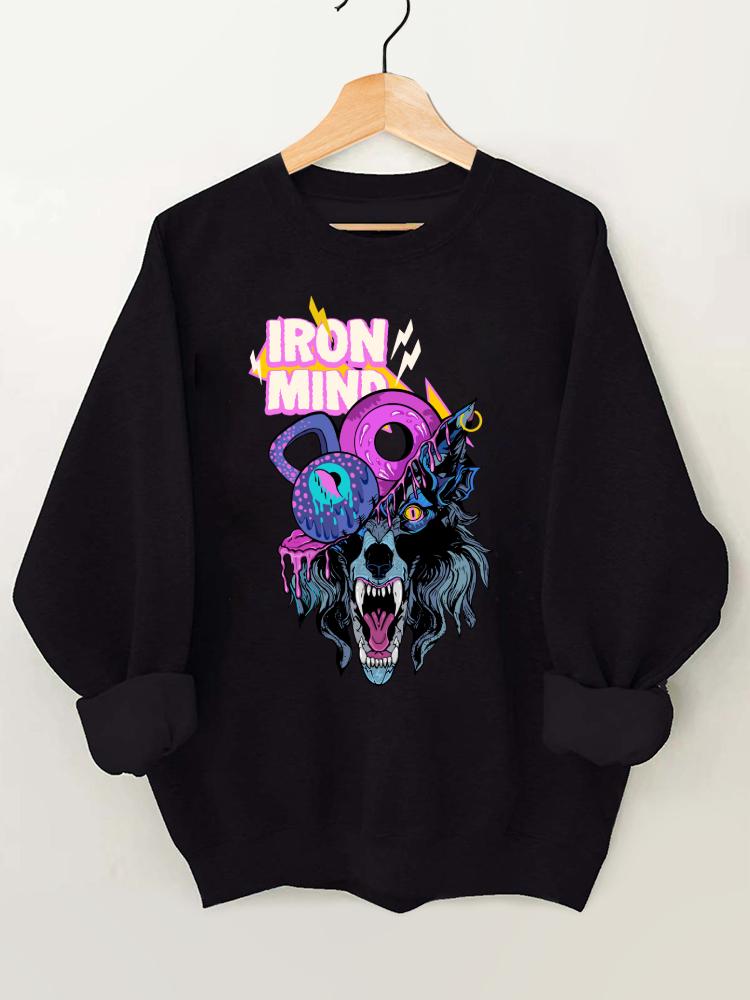 Kettlebell and Wolf Head Gym Sweatshirt