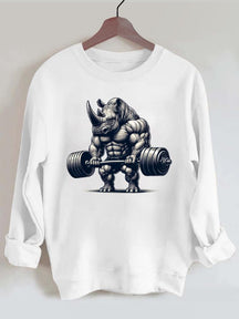 Barbell Weightlifting Rhino Gym Sweatshirt