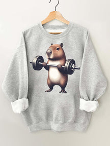 Barbell Weightlifting Capybara Gym Sweatshirt