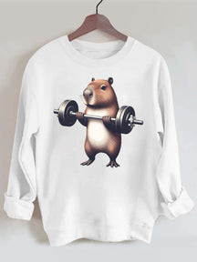 Barbell Weightlifting Capybara Gym Sweatshirt