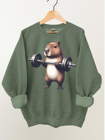 Barbell Weightlifting Capybara Gym Sweatshirt